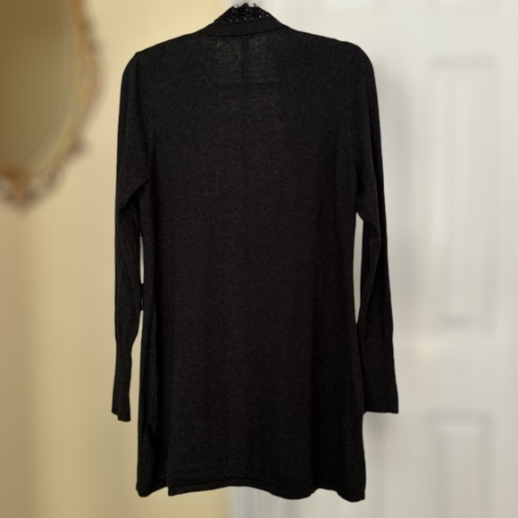 Soft Surroundings Cotton/Cashmere Blend Open Long Line Lace Placket Cardigan - Picture 2 of 14